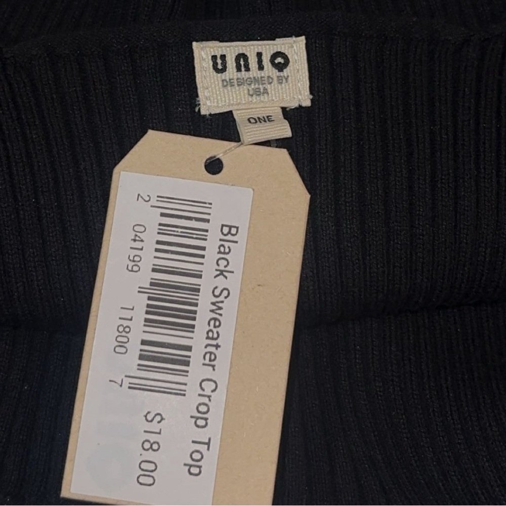 Uniq NWT Juniors Black Sweater Material Cropped Tank Top in size 1 Juniors - Picture 5 of 5